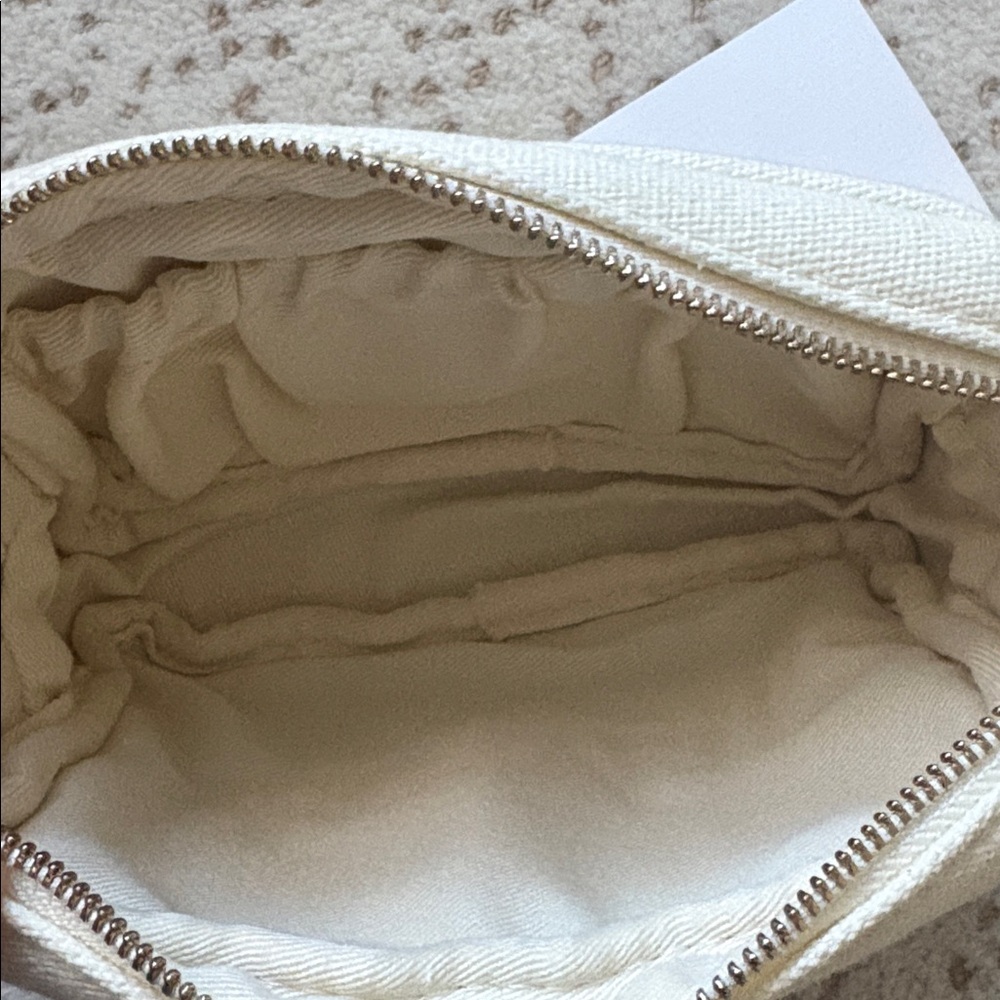 NWT Max Mara Leccio MM Beauty Case Cream Canvas Wristlet Clutch - Picture 7 of 11